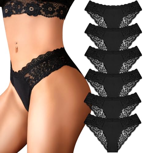 Sth Big Unterhosen Damen Baumwolle Spitze Unterwäsche Frauen Sexy Slip Hipster Atmungsaktiv Pantys Damen Weich Womens Underwear Damenslips Baumwoll Mehrpack 6