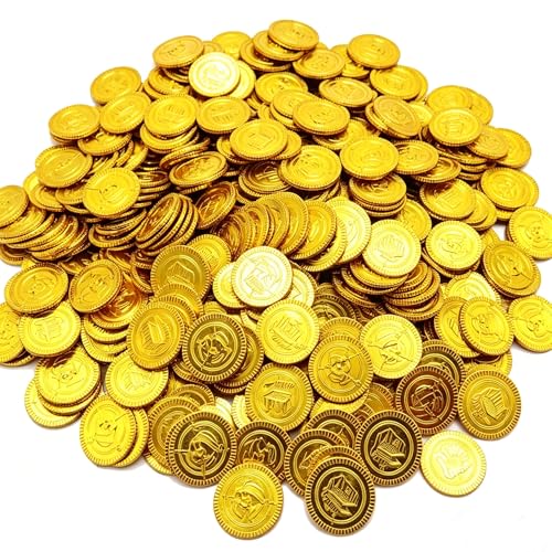 PIQIUQIU 100 Stück Piratenschatz Goldmünzen Spielzeug, Piraten Schatz Gold-Münzen Spielgeld Kindergeburtstag, Piratenparty Seeräuber Schatzsuche Kinder Mitgebsel