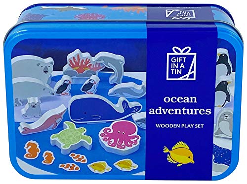 KWH Apples to Pears Gift In A Tin Ocean Adventures Wooden Under The Sea Creatures Animals