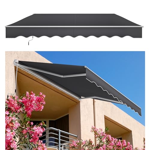 Aufun Manuelle Gelenkarmmarkise Markise Balkon aus Alu und Polyester, Einziehbar Sonnenschutz Markisenabdeckung mit Handkurbel, Wasserdicht Anti-UV für Balkon Terrasse Außen(250x200 cm, Dunkelgrau)