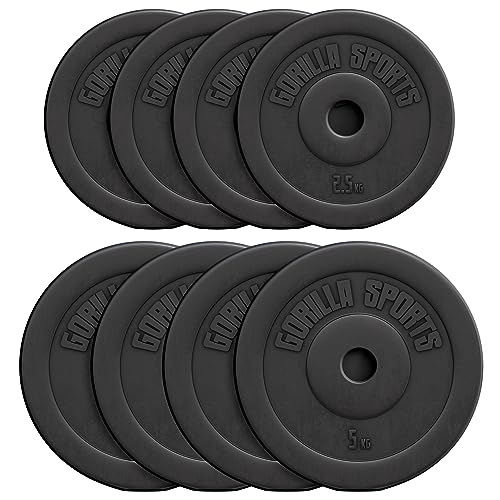 GORILLA SPORTS® Hantelscheiben 30 mm, 1,25–30 kg, Kunststoff, Einzel/Set