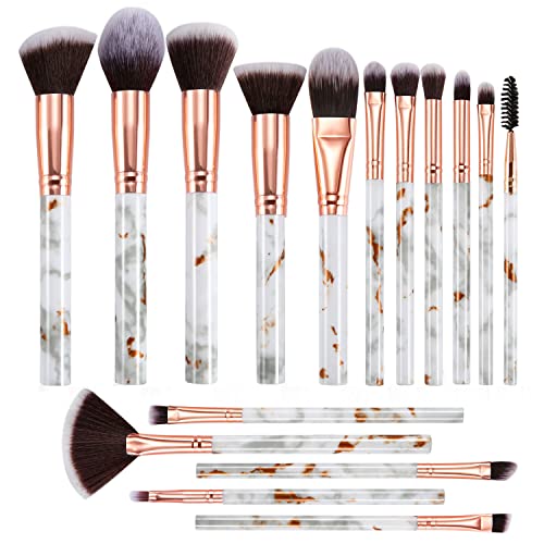 Pinselset Makeup DUAIU 16 Stück Professionelle Pinsel Set Marmor Gesicht Make Up Pudercreme Puder Foundation Lidschatten Concealer Eyeshadow Schmink Pinsel