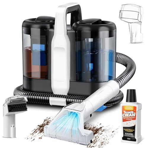 Polsterreiniger Gerät Nasssauger, 18Kpa Pro Power | Teppichreiniger Waschsauger mit Reinigungsmittel | 600W Nasssauger Waschsauger für Teppich, Sofa, Polster, Treppen, Auto & Haustiere (Weiß)