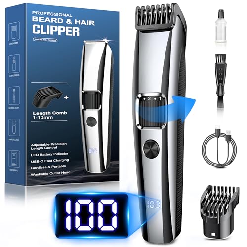 Barttrimmer Herren,Rasierer Herren Elektrisch mit Batterieanzeige, Bartschneider Trimmer Haarschneider mit ZoomRad(1-10mm),Gesichtshaartrimmer Intimrasierer Shaver,Full Body Hair Groomer für Männ,USB