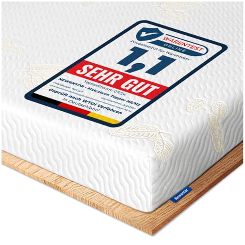 Newentor® Matratzen Topper 180x200cm H2 H3, Matratzentopper 180x200 Schlafsofa Bett Gelschaum, Mattress Topper 180x200 Boxspringbett Öko-Tex Zertifiziert Gel Bezug Kaltschaum 7CM Höhe
