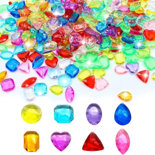 Canollo 100 Stück Edelsteine für Kinder, Acryl Diamanten Kinder, Kristalle Kinder Groß, Acryl Edelsteine, Diamanten Deko Bunt für Hochzeiten, Vasenfülle, Kunsthandwerke Deko und Diamant Spiel