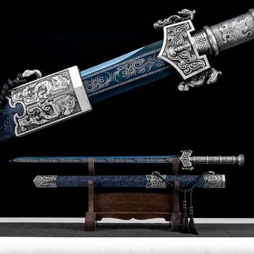 105cm langes chinesisches Tang-Schwert mit Scheide,handgeschmiedete echte Schwerter aus hochwertigem Manganstahl,handgefertigtes gerades Schwert,Kampfsport-Trainingsschwert,zum Sammeln,Kendo,Geschenke