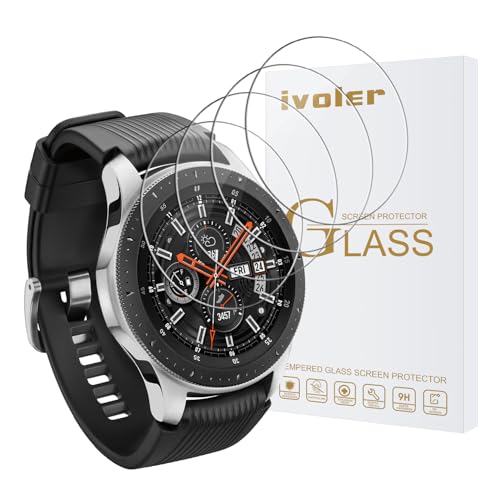 ivoler 4 Stücke Schutzfolie für Samsung Galaxy Watch 46mm / Gear S3 Classic / S3 Frontier, 9H Härte Schutzglas, Anti-Kratzen Folie