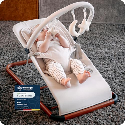 KUNU® Babywippe Neugeborene bis 24 Monate - Sichere Baby Wippe mit praktischer Tragetasche - Faltbare Wippe Baby inkl. Newborn-Einsatz - Natürliches Wippen ab Geburt - Pflegeleicht & Schadstofffrei