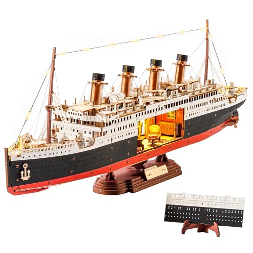 ROBOTIME 3D Holzpuzzle 1912 Eternal Atlantic Voyager, Modellbausatz für Erwachsene zum Selberbauen, Wohnraumdekoration, handgefertigte Geschenke für Erwachsene und Jugendliche