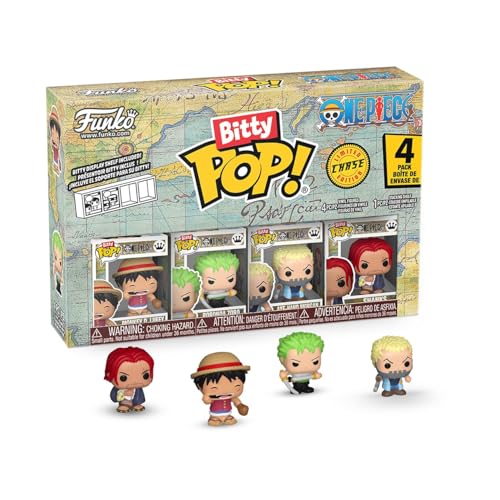 Funko Bitty POP! 4 Pack: One Piece - Luffy - Zoro - Axe-Hand Morgan - Mystery Mini Figure - Styles May Vary Und eine überraschende Mystery-Minifigur - 0,9 Zoll (2,2 cm) Sammelbar - Geschenkidee