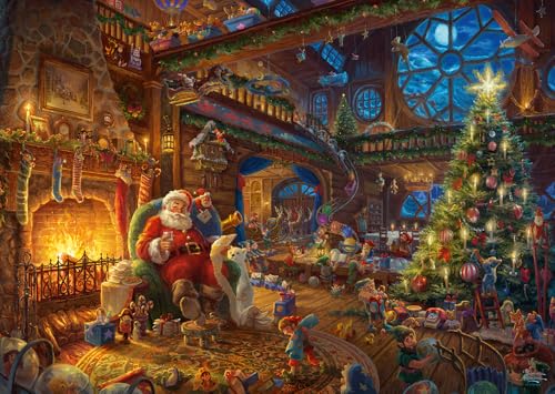 Schmidt Spiele 59494 Thomas Kinkade, Der Weihnachtsmann und Seine Wichtel, 1000 Teile Puzzle