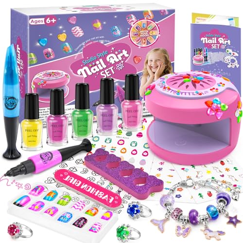 LemonDream Maniküre-Set für Kinder 6 7 8 9 10 11 12, Nagellack-Set mit Schmuck, Spielzeug, Nägel, Make-up, Geschenkidee, Geburtstag, Mädchen