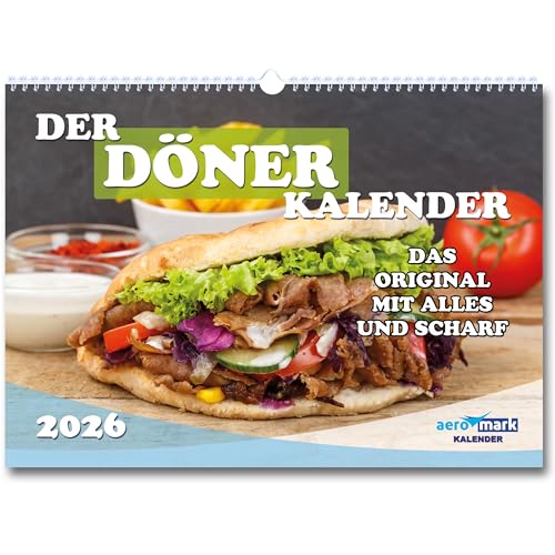 Döner Kalender 2026 im DIN A4 Querformat lustiger Spaß Wandkalender mit Premium Fotos als witziges Geschenk zum Geburtstag oder Weihnachten Monatskalender Geburtstagsgeschenk