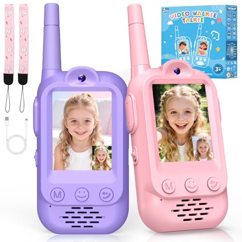 Walkie Talkie Kinder mit Video, Geschenk Mädchen 3 4 5 6 7 8 Jahre Walky Talky Kinder Aufladbar Spielzeug ab 3-12 Jahre Mädchen Geschenkideen Funkgerät Kinder Oster Geschenke Spielzeug für Draußen