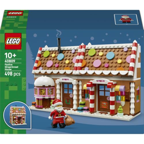 LEGO Weihnachtliches Lebkuchenhaus 40809 | Spielzeug ab 10 Jahren für Mädchen, Modellbausatz mit Weihnachtsmann Minifigur & Zubehör, Deko, Weihnachten, 498 Teile