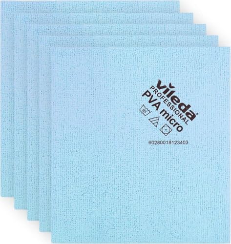 Vileda Professional,Mikrofasertuch PVA Micro,Blau,5 Stk,Streifenfrei
