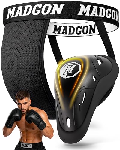 MADGON Coquilla Boxeo – Protección Doble Reforzada para MMA y Kick Boxing – Suspendorio Profesional