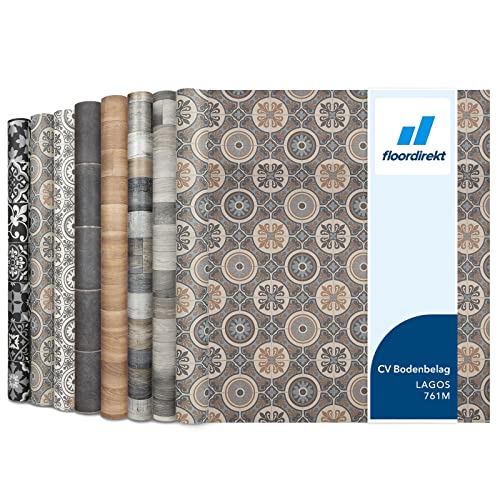 Floordirekt PVC Bodenbelag Meterware nach Maß Vinylboden, CV Linoleum für Küche & Balkon in Holzoptik, Fliesenoptik, Steinoptik - robust & pflegeleicht 100 x 200 cm | Plaza | Lagos 761m