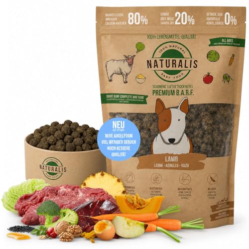 Naturalis Barf Trockenbarf Hundefutter 500g Lamm Alleinfuttermittel ohne Zusätze getreidefrei sojafrei glutenfrei hypoallergen Monoprotein