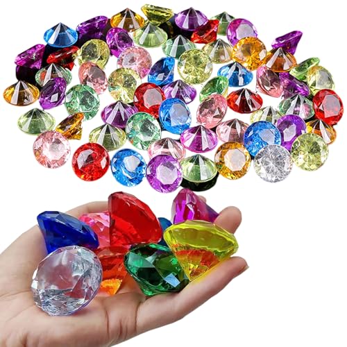 Acryl Diamanten Edelsteine für Kinder,﻿60 Stück 20mm Diamanten Kinder,Diamanten Deko Bunt,Plastik Edelsteine für Kinder,Spielzeug Diamanten,Deko Diamanten Kristalle für Basteln,Vasen,Party & Aquarium