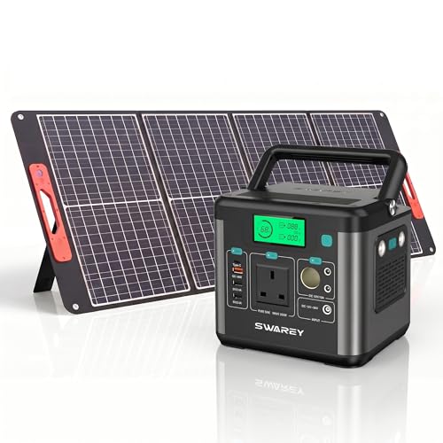 SWAREY Tragbares Powerstation S160 mit 100W Solarpanel, 222Wh Solargenerator, 300W (600W Spitze) AC Ausgang, 65W USB-C Anschluss für Camping Reisen Wohnmobil