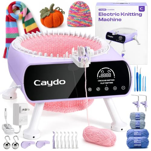 Caydo Elektrische Strickmaschine M1 Pro, 48 Nadeln Automatische Rundstrick | Hocheffiziente Freihandbedienung, Voreingestellter Reihenzähler, Elektrische Rundstrickmaschine Für DIY-Mützen, Schals
