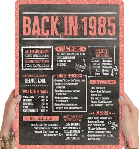 41 Geburtstag Frauen Rosegold Holzbild Back in 1985 personalisierbar zum Hinstellen/Aufhängen opt. beleuchtet, 41 Geburtstag Frau Deko, 41tes Jubiläum, 41. Jahrestag, 41ter Ehrentag Jahreschronik 1985
