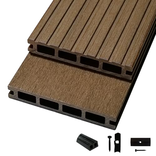Woodstore24 Terrassendielen WPC Diele Komplettset WoodoRhodos (20 x 120 mm, Länge: 2,4 m) Braun (Braun, 6 m²)
