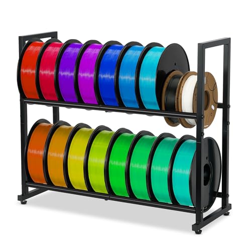 ikkle Filament Lagerregal für 3D-Drucker, 2 Ebenen Filamentspulenhalter, Robustes Metallregal für PLA/ABS/TPU/Nylon, 3D-Druckerzubehör Organizer für 3D-Druckstudio/Werkstatt/Garage/Büro