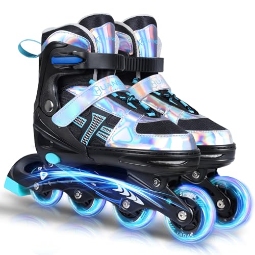 Adjustable Inline Roller Skates-Blades Roller Skates for Girls and Boys,ABEC 7 Bearings, High-Rebound PU Wheels, Aluminium Chassis, for Outdoor, Indoor, Children, Adults