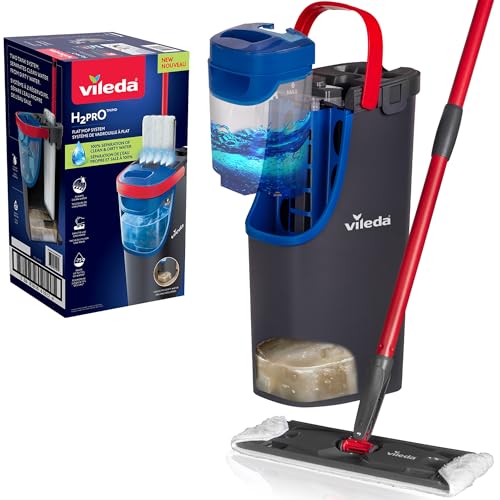 Vileda H2PrO Bodenwischer | 100% Trennung von Frisch- und Schmutzwasser | Wassersparendes Design | Einhandbedienung | Kompakte Aufbewahrung | Ergonomischer Griff | Mikrofaser | Comfort-Pack