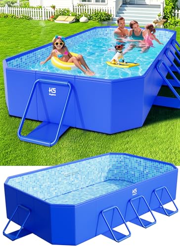 KingSom Rectangular Frame Pool,Faltbarer Schwimmbecken, Aufstellpool Rechteckig Groß,Überdimensionale Verdickung, Gartenpool,Schnelle Installation Swimmingpool Schwimmbad für Garten, 300 x 185 x 51 cm