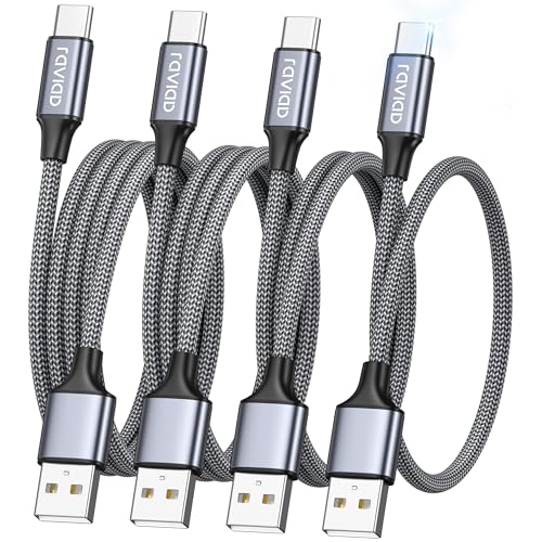 RAVIAD USB C Kabel [4Pack 0.5M 1M 2M 3M] 3.1A Ladekabel USB C Schnellladekabel Nylon USB C Ladekabel für iPhone 15 Pro Max, Samsung Galaxy S24 S23 S22 S21 S20 Note 10, Huawei P60