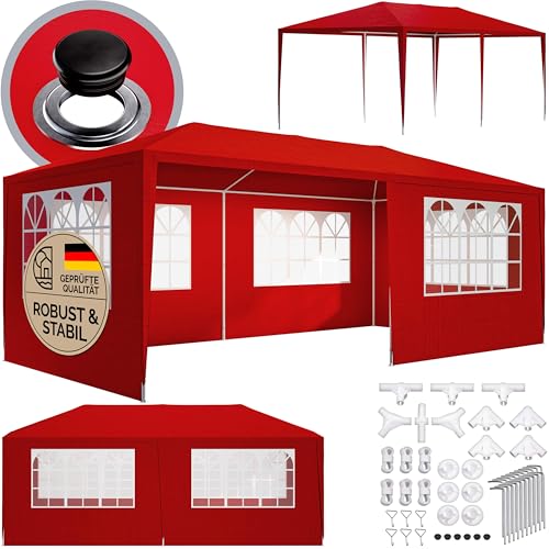 CASARIA® Pavillon 3x6m UV-Schutz 18m² Dachösen Wasserabweisend 6 Seitenteile Stabil Festival Festzelt Partyzelt Fenster Gartenzelt Fest Rot