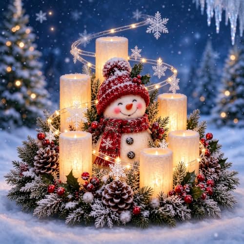 Weihnachtsdeko Schneemann Beleuchtet Innen Tischdeko Weihnachtsbeleuchtung | Leuchtendem Weihnachtsbeleuchtung, warmes flackerfreies Kerzenlicht, winterliche Tischdeko, Weihnachten Deko Innen