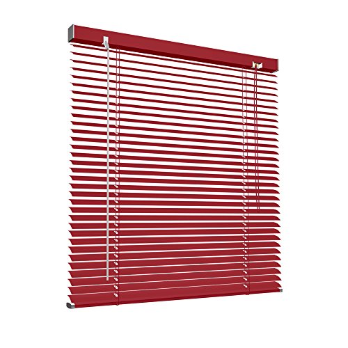 Victoria M. Aluminium Jalousie 60 x 130 cm, weinrot, Jalousie ohne Bohren, inkl. Klemmclips