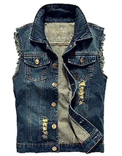 MERCIY Herren Beiläufiger Denim Weste Jacke Klassische ärmel Dünne Jacken