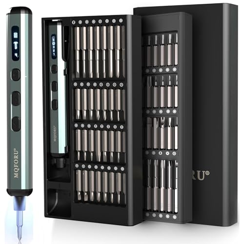 Mini Elektro Schraubendreher Set, 72 in 1 Präzisions Elektrischer Schraubendreher mit 64 Magnetischen Bits, 5 Drehmomenteinstellungen, 4 LED-Leuchten, für Präzisionsarbeit Telefon Uhr Kamera