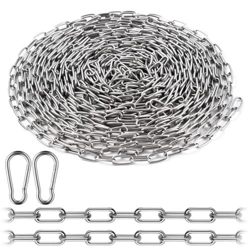 Edelstahlkette Meterware 10M Metallkette 1.5mm mit 2 Karabiner Stahlkette