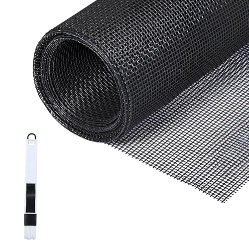 Fillis Insektenschutz Fliegengitter, 150x300cm Ersatzgitter Meterware aus Fiberglas Mückenschutz Gewebe Moskitonetz mit Reinigungsbürste DIY Zuschneidbar für Fenster Tür, Schwarz