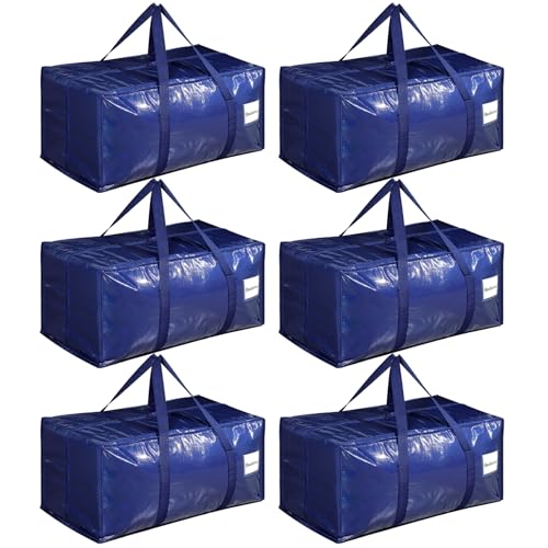 Dntorx 6 Stück 90L Heavy-Duty Umzugstaschen Aufbewahrungstasche Groß, Blau