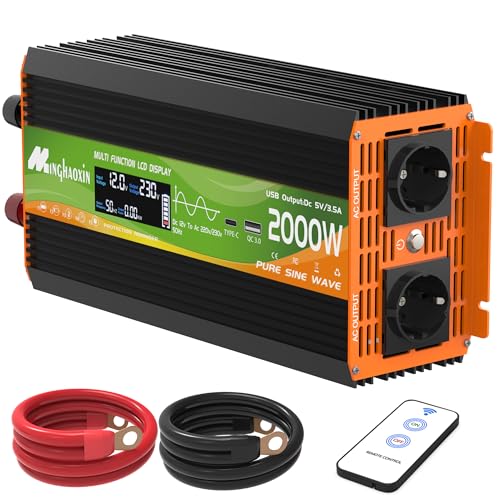 Wechselrichter 2000W Spannungswandler 12V 230V Reiner Sinus Inverter