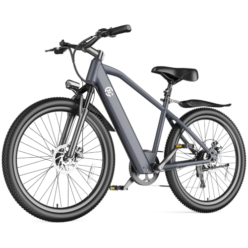 Elektrofahrrad 26 Zoll E-Bike Damen Herren, 250W Motor Pedelec City-E-Bike mit 36V 10.4Ah Integriertem Akku, 7-Gang-Schaltung, All-Terrain Reifen, E-Mountainbike mit Gepäckträger für Berufspendler