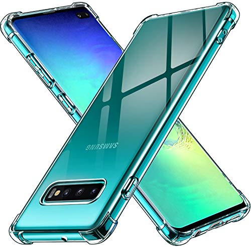ivoler Klar Silikon Hülle für Samsung Galaxy S10+ / S10 Plus mit Stoßfest Schutzecken, Dünne Weiche Transparent Schutzhülle Flexible TPU Durchsichtige Handyhülle Kratzfest Case Cover