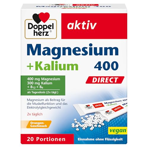 Doppelherz Magnesium 400 + Kalium DIRECT - Magnesium als Beitrag für die Muskelfunktion und das Elektrolytgleichgewicht - 20 Portionen Micro-Pellets