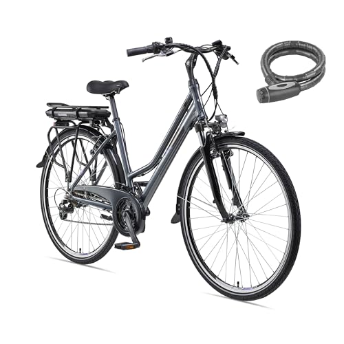 TELEFUNKEN E-Bike Damen Elektrofahrrad Alu 28 Zoll mit 21-Gang Shimano Kettenschaltung, Pedelec Trekkingrad mit Fahrradschloss und Hinterrad-Motor 250W 10,4Ah, 36V Akku, XT480 Expedition