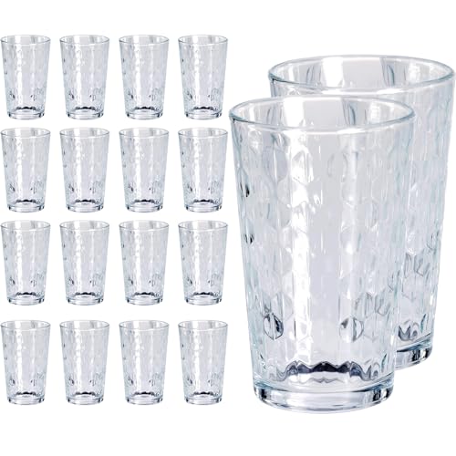 GRÄWE Trinkgläser Set, 18er Set, Wassergläser 200 ml, Longdrinkgläser, spülmaschinengeeignet, Saftgläser, Trinkgläser gemustert, Gläser für Cocktails