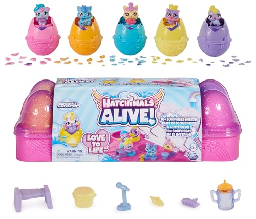 Hatchimals Alive Eierkarton Spielset - mit 5 Mini-Figuren in selbst-schlüpfenden Eiern und 11 Accessoires zum Thema Musik, für kreativen Spiel- und Sammelspaß, Spielzeug für Kinder ab 3 Jahren