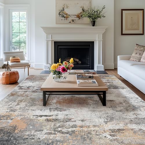 MAST DOO Teppich Wohnzimmer Waschbarer, Moderner Kurzflor Teppich Großer, Abstrakte Schlafzimmer Teppiche Waschbar rutschfest Design für Esszimmer Büro Bereich Dekor Rost Größe 160x230cm